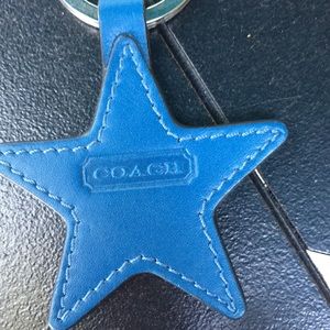 Coach Marine Blue Star Leather Keyring